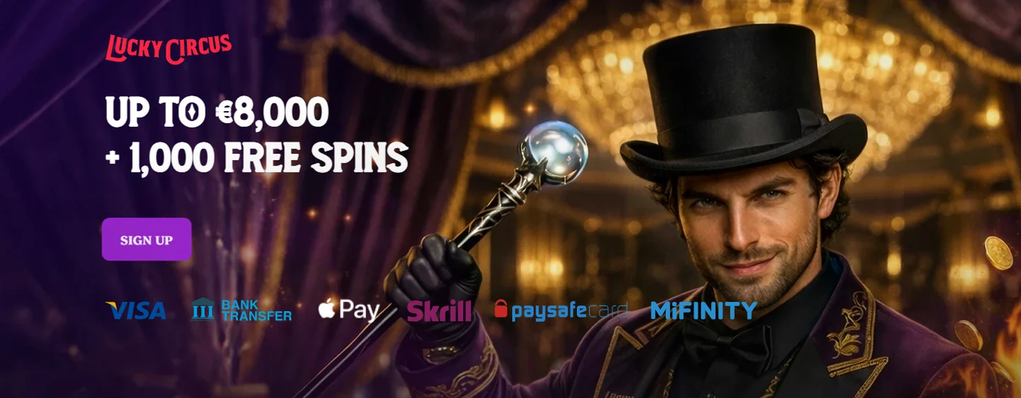 Lucky Circus — 100% jusqu'à 500 € + 150 tours gratuits
