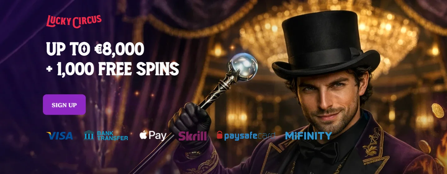 Lucky Circus — 100% jusqu'à 500 € + 150 tours gratuits